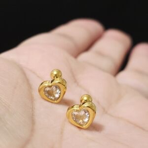Gold Heart Crystal Earrings for Kids